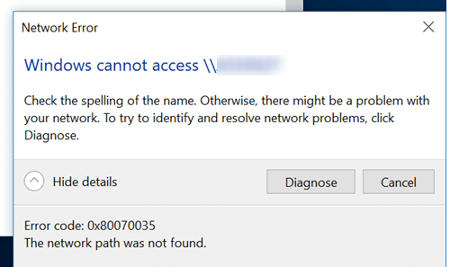 Error Code 0x80070035: The Network Path was Not Found