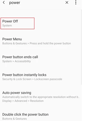 Turn Off Phone using Settings Option