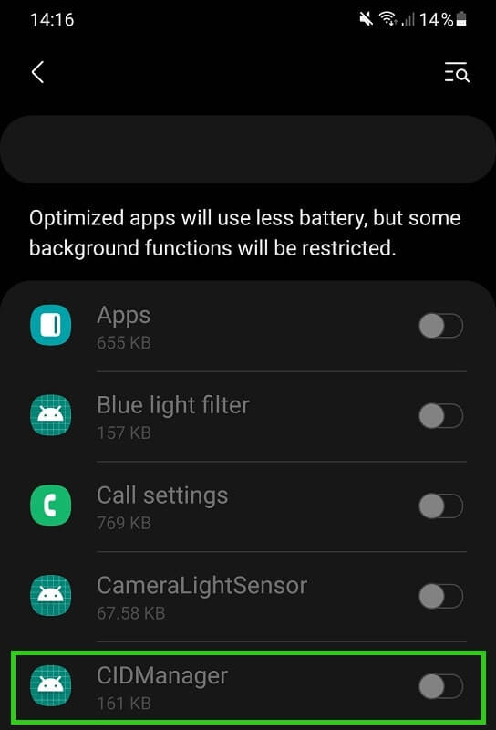 CIDManager App on Samsung devices
